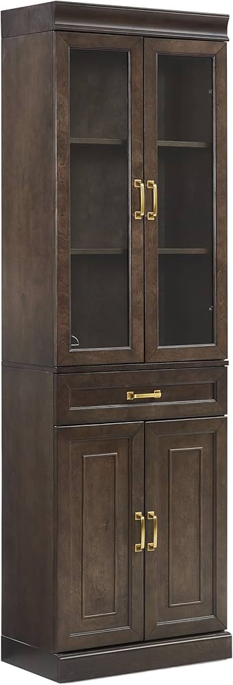 Crosley Furniture Stanton Glass Door Pantry Storage Cabinet with Shelves, Kitchen, Dining, or Lau... | Amazon (US)