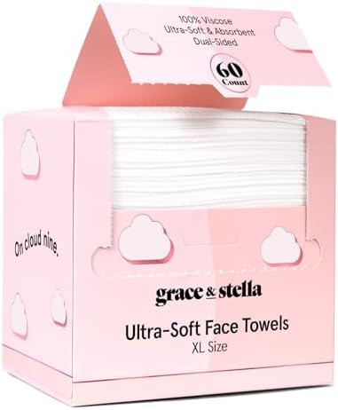 grace & stella Face Towels Disposable - Travel Essentials - Ultra-Soft & Absorbent Face Wipes Tow... | Amazon (US)