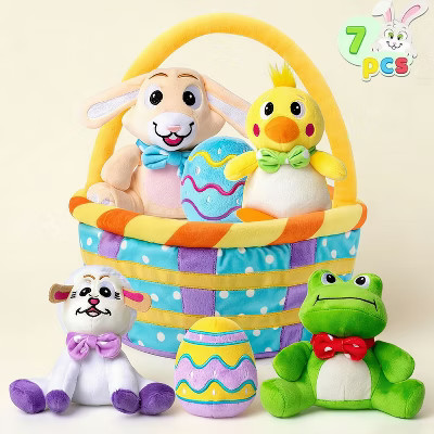 Joyfy 7 Pcs Easter Basket Stuffed Plush Playset for Easter Party Favor, Kids Easter Eggs Hunt, Basket Stuffers Fillers, Party Supplies Decorations | Target