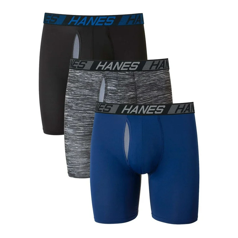 Hanes X-Temp Total Support Pouch Men's Long Leg Boxer Briefs, Anti-Chafing Underwear, 3-Pack - Wa... | Walmart (US)