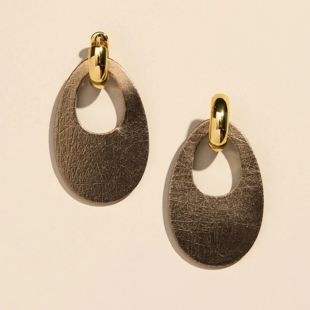 Vintage Bronze Olivia Leather Hoop Earrings | Nickel and Suede