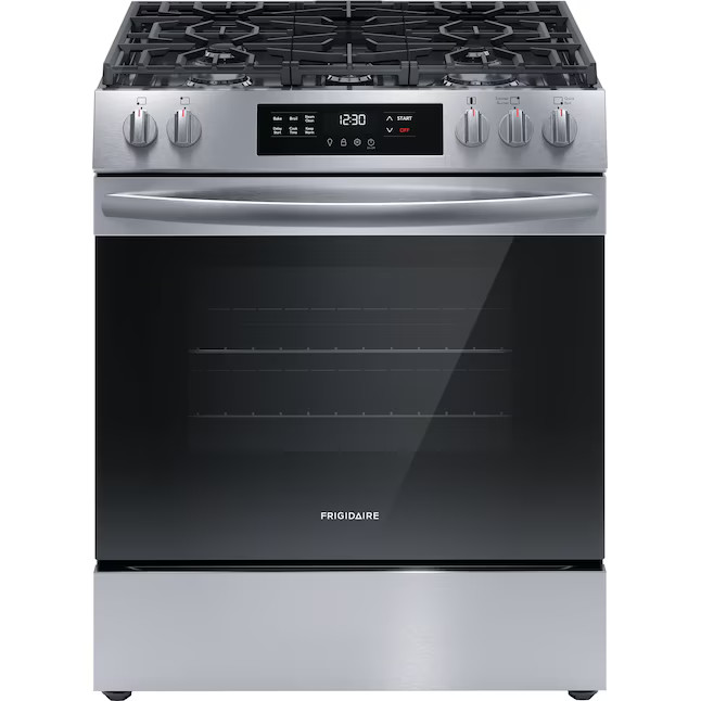 Frigidaire 30-in 5 Burners 5.1-cu ft Slide-in Natural Gas Range (Stainless Steel) | Lowe's
