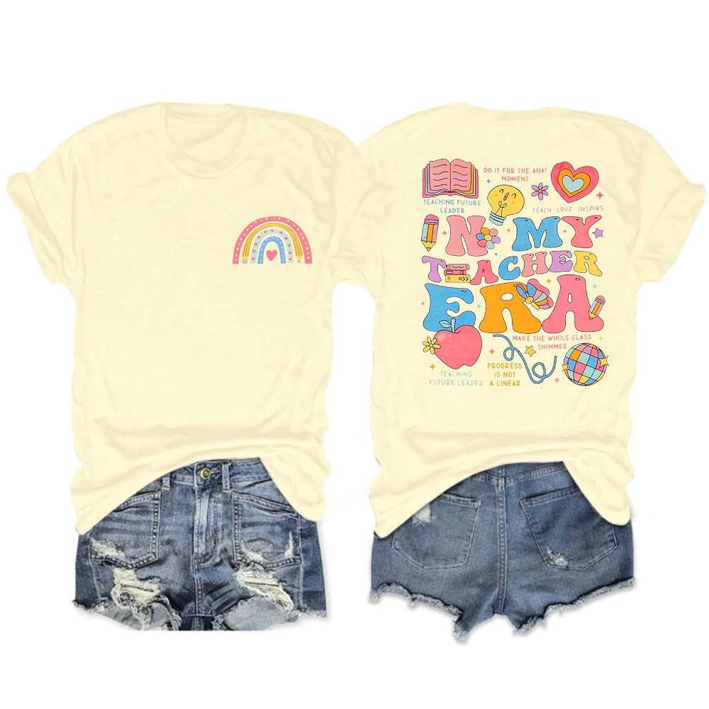 Teacher Shirts Women in My Teacher Era Shirt Back to School Tshirt Kindergarten Teacher Shirt Fun... | Amazon (US)