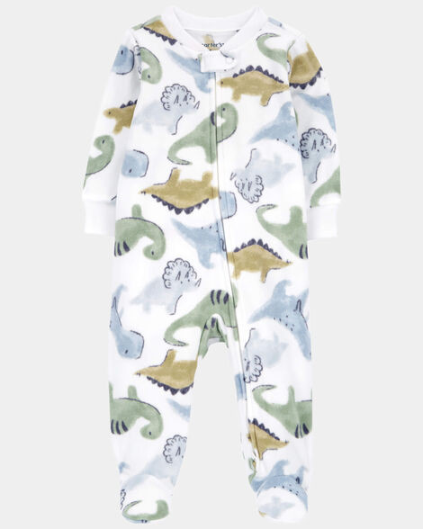 Baby Boy Dinosaur Print Loose Fit Long-Sleeve Sleep & Play Pajamas - White | Carter's Inc