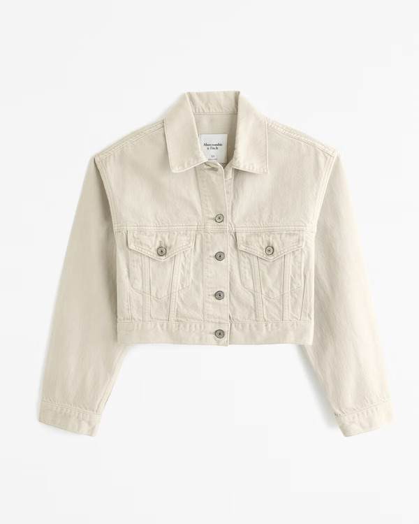 Women's Cropped Denim Trucker Jacket | Women's Coats & Jackets | Abercrombie.com | Abercrombie & Fitch (US)