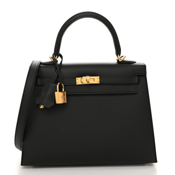 Epsom Kelly Sellier 25 Black | FASHIONPHILE (US)