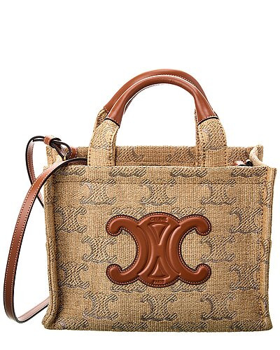Cabas Thais Small Raffia-Effect & Leather Tote | Gilt & Gilt City