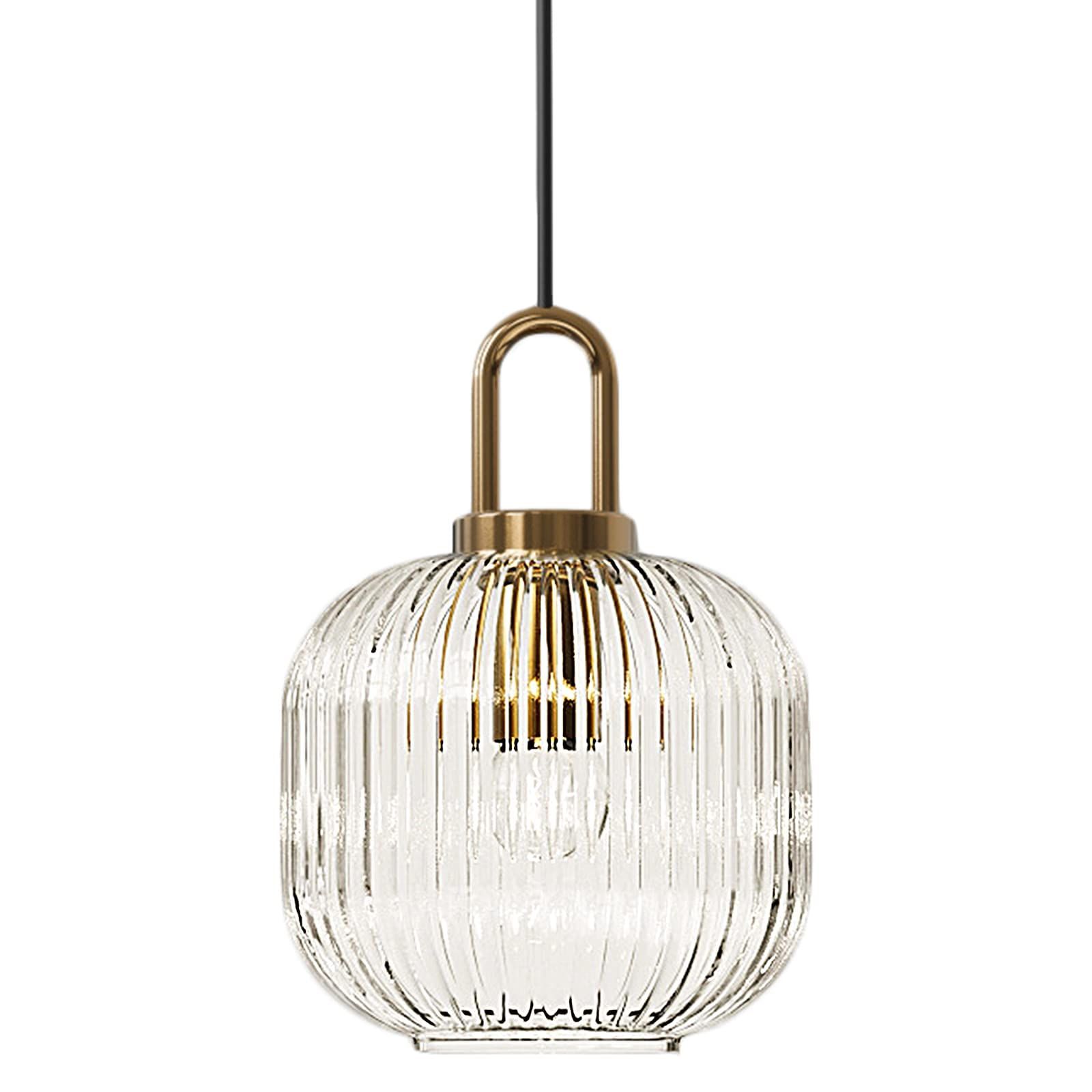 Debbte Industrial Vintage Pendant Lighting with Ribbed Glass Lamp Shade and Bronze Finish, Modern... | Amazon (CA)