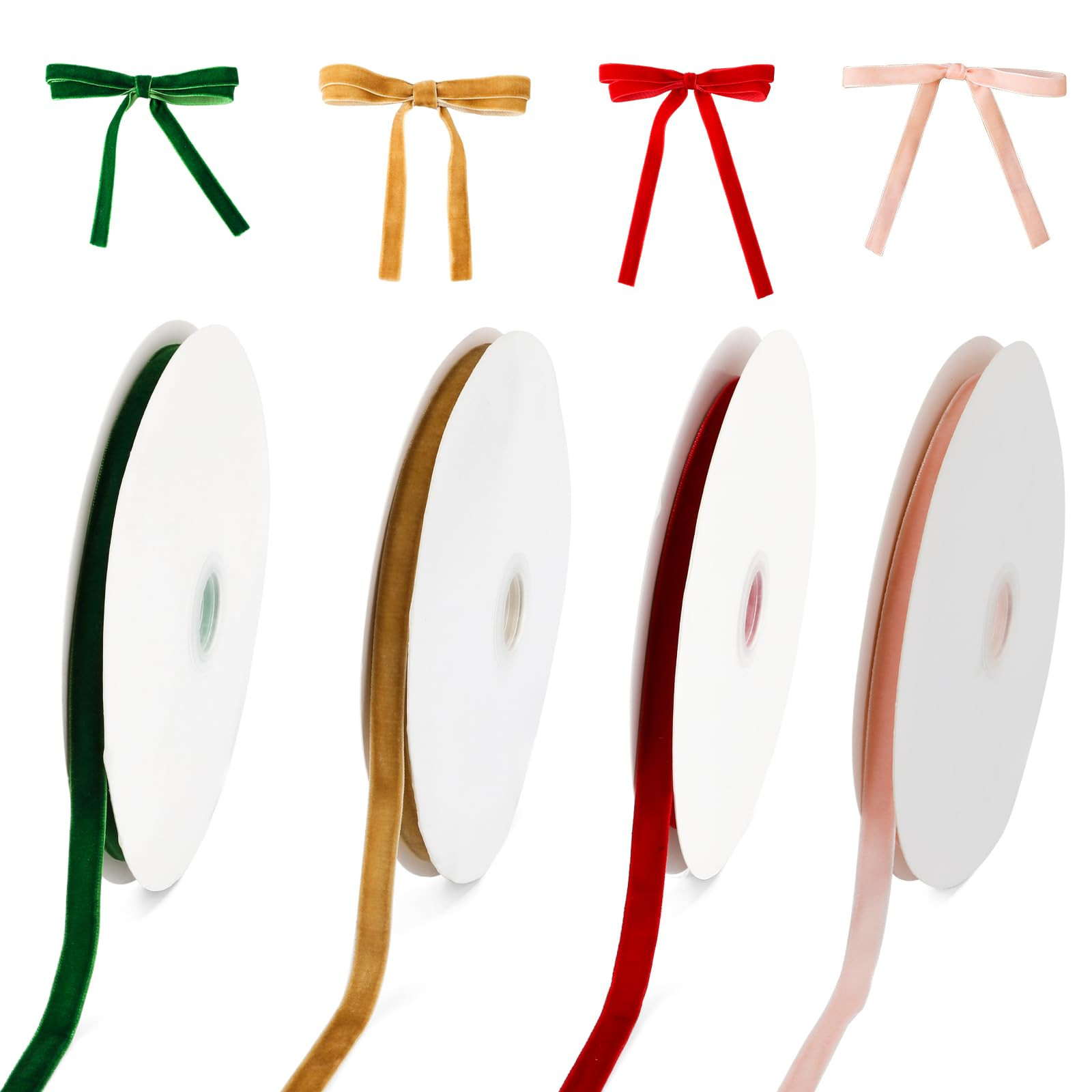 4 Rolls Christmas Velvet Ribbon, 3/8 in 20 Yard Vintage Green Velvet Christmas Tree Satin Ribbon ... | Amazon (CA)