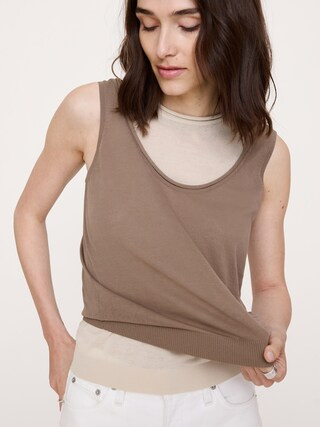 Sheer Ultra-Fine Cotton Layered Tank | Banana Republic (CA)