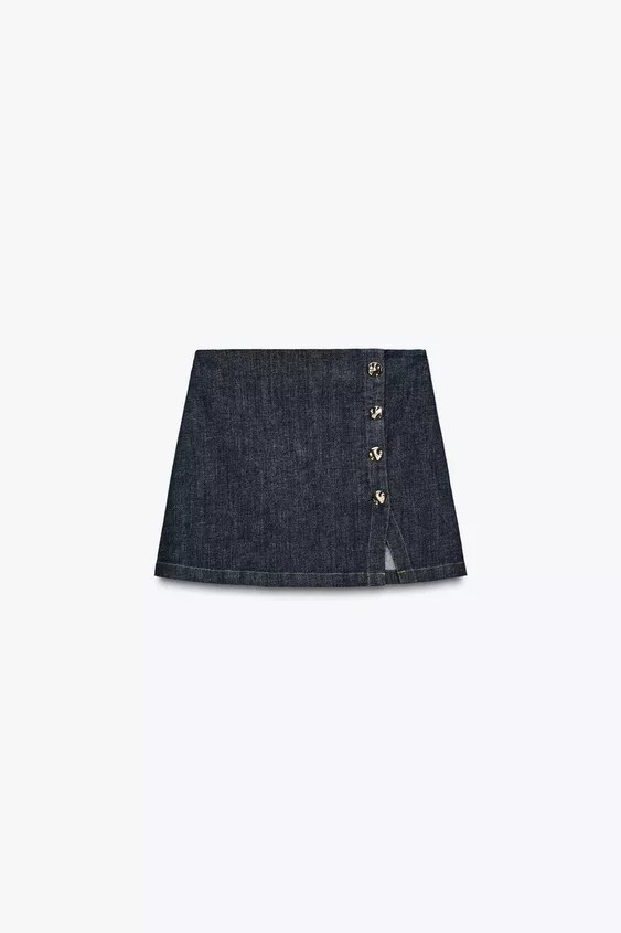 Z1975 DENIM CROSSOVER BUTTON SKORT | Zara US
