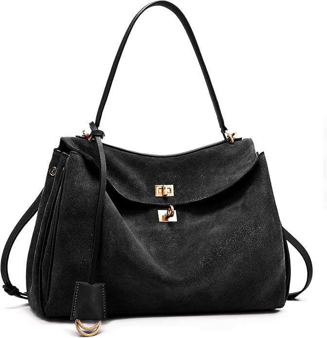 Suede Leather Tote Bag for Women: Fashion Shoulder Handbag Ladies Top-handle Satchel Purse for La... | Amazon (US)