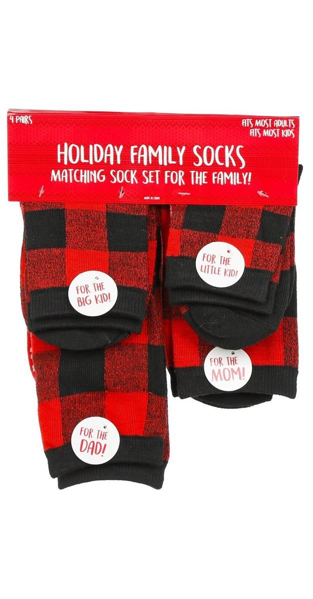 4 Pc Family Holiday Matching Socks Set - Red-Red-0904330569960   | Burkes Outlet | bealls