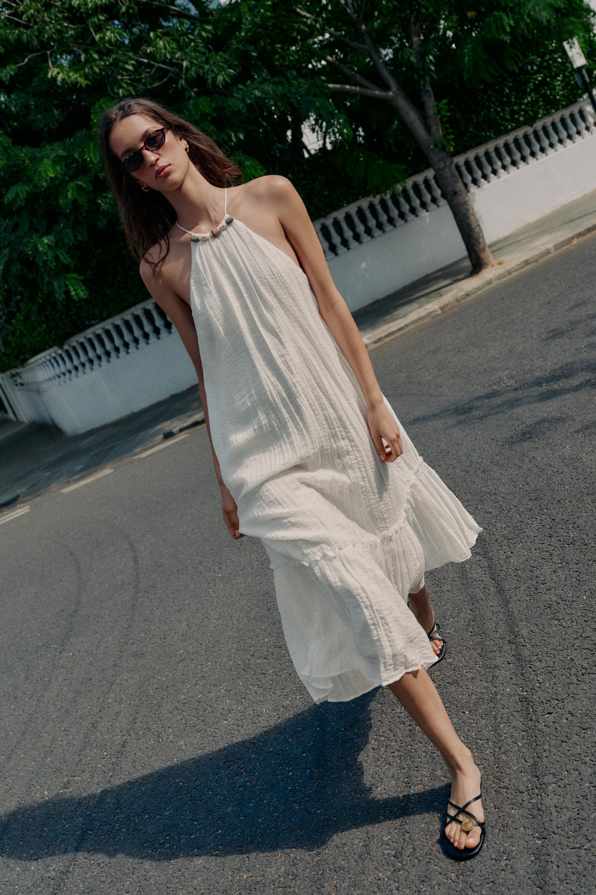 BEADED WRINKLE-EFFECT MIDI DRESS | Zara US