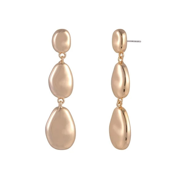 Time and Tru Goldtone Triple Wavy Metal Linear Earring | Walmart (US)