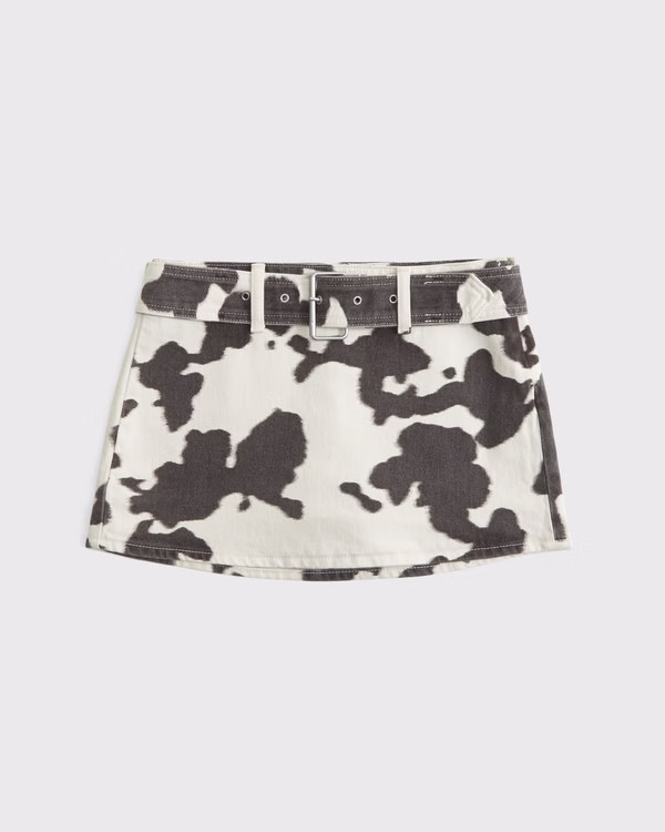 Mid Rise Belted Denim Mini Skort | Abercrombie & Fitch (US)