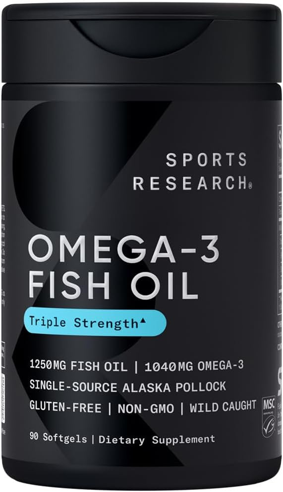 Sports Research Triple Strength Omega 3 Fish Oil - Burpless Fish Oil Supplement w/EPA & DHA Fatty... | Amazon (US)