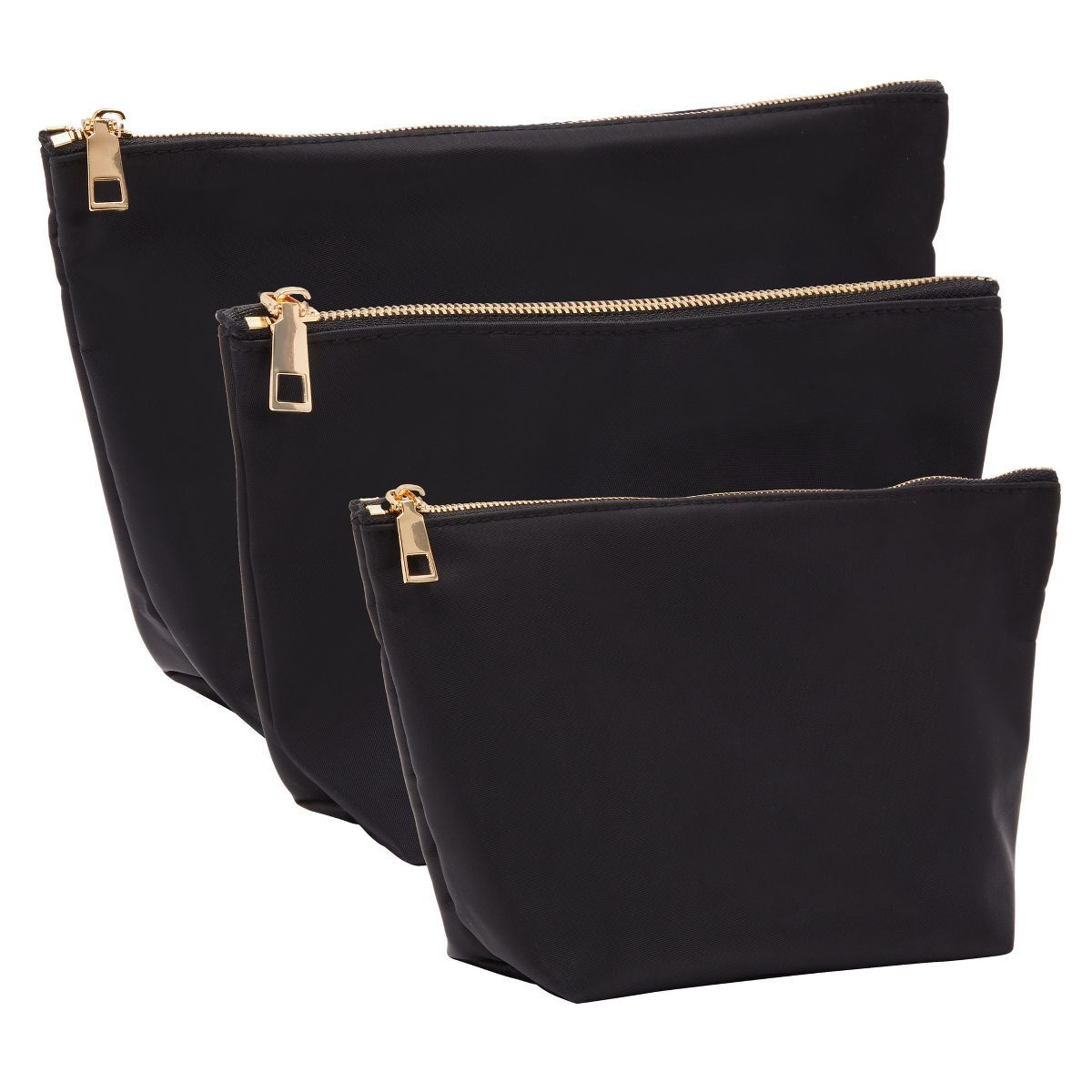Glamlily 3 Pack Black Nylon Zipper Pouch Bags for Women, Cosmetic Makeup Organizer Bag for Travel... | Target