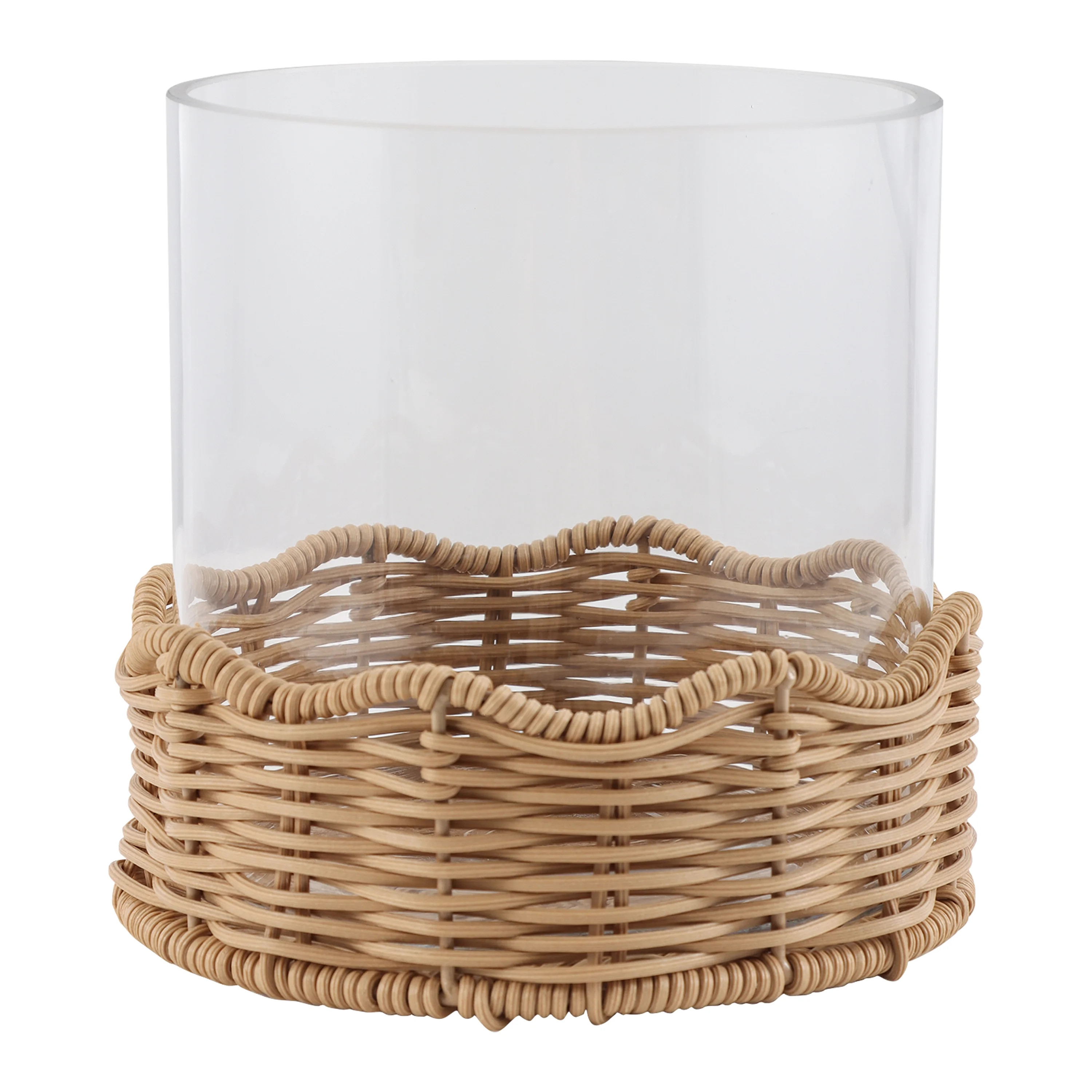 Mainstays by Becky G. & Alejandra 6.7" Scalloped Woven Glass Hurricane Pillar Candle Holder | Walmart (US)