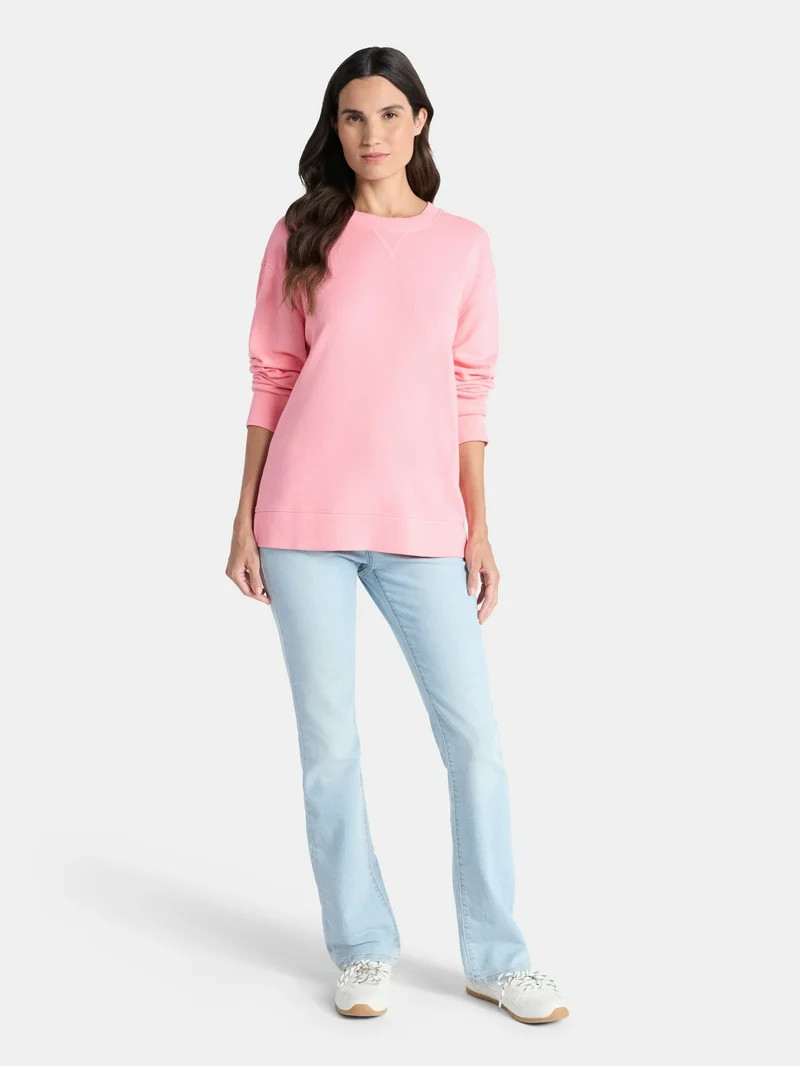 Time and Tru Women's and Women's Plus Crewneck Sweatshirt with Long Sleeves, Sizes XS-4X | Walmart (US)