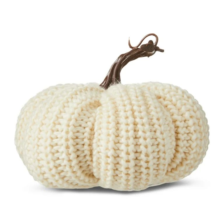 Harvest Cream Knit Pumpkin Decoration, 5.5", by Way To Celebrate | Walmart (US)