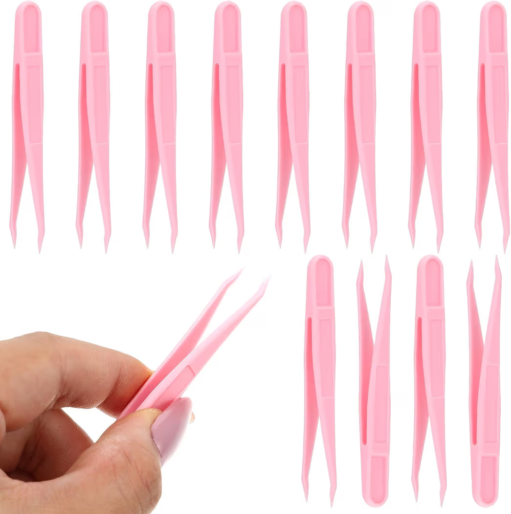 Xelsluthe 12 PCS Craft Tweezers Plastic Tweezers 3.14 Inch Sticker Tweezer for DIY Jewelry Making... | Amazon (US)