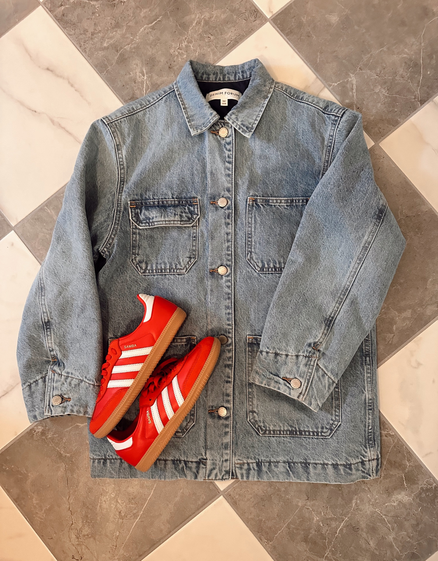 The perfect chore jacket for fall! Better get one before they sell out 👀

Who doesn’t love the red adidas sambas sneakers? Perfect pop of color! 

#LTKShoeCrush #LTKFindsUnder100 #LTKStyleTip