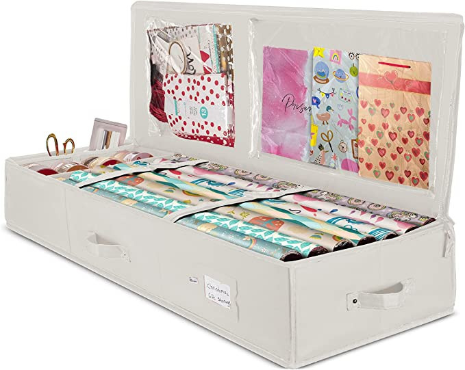 Amazon.com: Zober Premium Wrapping Paper Storage Container, with Interior Pockets, fits 18-20 Sta... | Amazon (US)