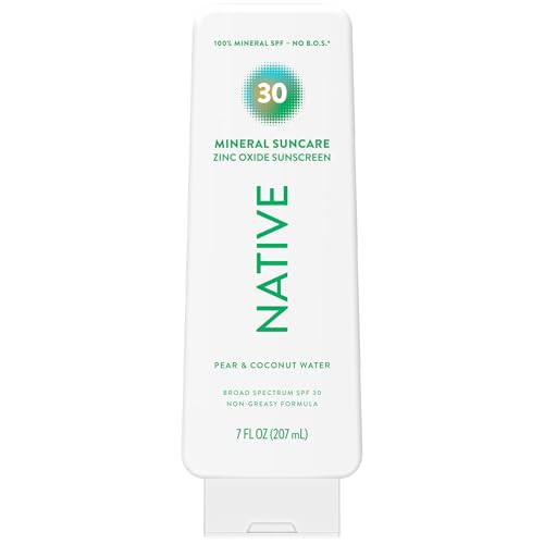Native Sunscreen Lotion Pear & Coconut Water SPF 30, 100% Mineral SPF for Face & Body Broad Spectrum UVA UVB for Men & Women, Suitable for Sensitive Skin & Hawaii Compliant, Lightweight, 7oz | Amazon (US)