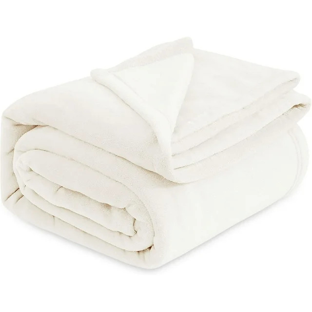 Cozy Comfort Fleece Blanket Queen Blanket Cream - Soft Lightweight Plush Fuzzy Cozy, 90X90 inches | Walmart (US)