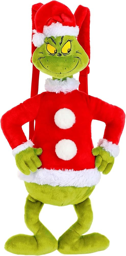 Dr. Seuss Grinch Plush Backpack with Embroidered Face & Faux Fur & Adjustable Straps - Officially... | Amazon (US)