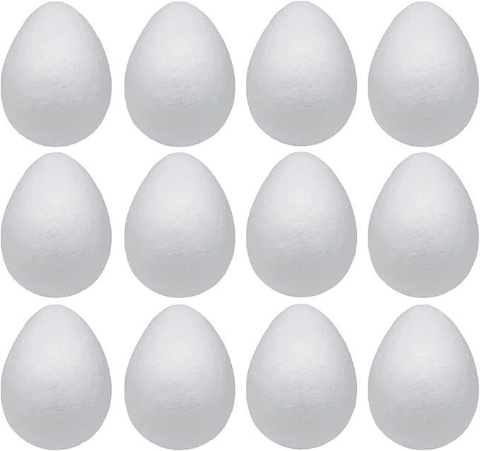 Foam Eggs 12pcs 4.72 Inch (12cm) White Craft Polystyrene Eggs Smooth for Spring Easter Halloween ... | Amazon (US)
