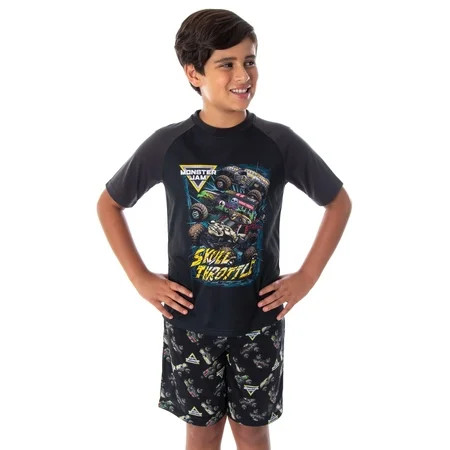 Monster Jam Boys Skull Throttle Monster Truck Shirt And Shorts Pajama Set (6/7) | Walmart (US)