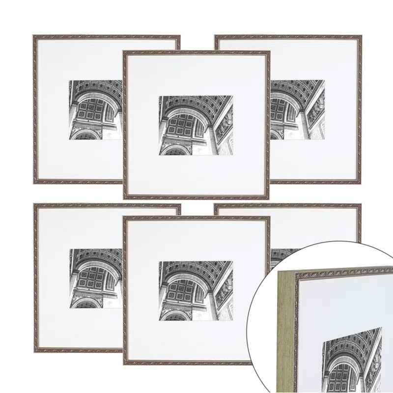 Gallery Wall Poplar Wood with Flower Decal 6 Frame Set | Wayfair North America