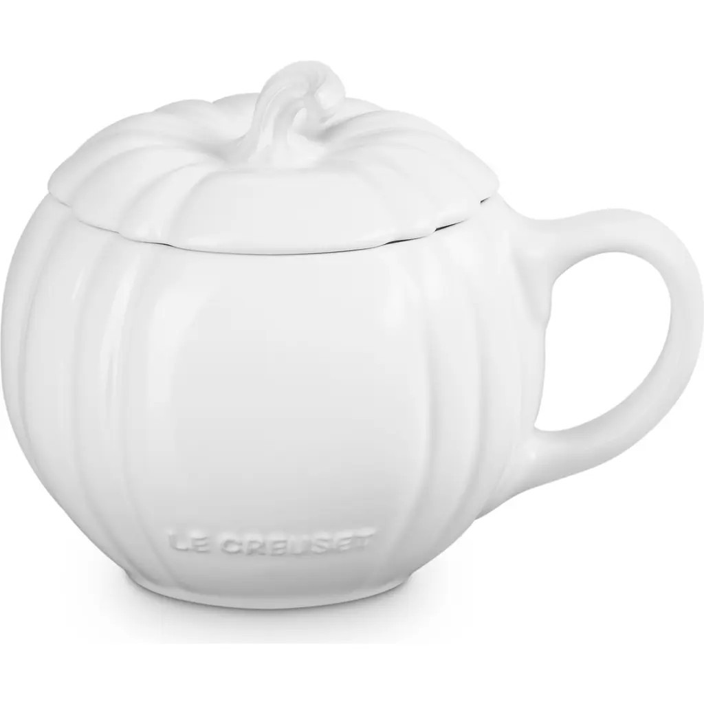 Le Creuset Pumpkin Mug & Lid in White at Nordstrom | Nordstrom