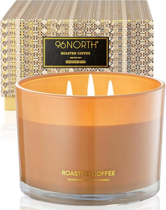 96NORTH Luxury Coffee Soy Candle | Large 3 Wick Jar Candle | Up to 50 Hours Burning Time | 100% N... | Amazon (US)