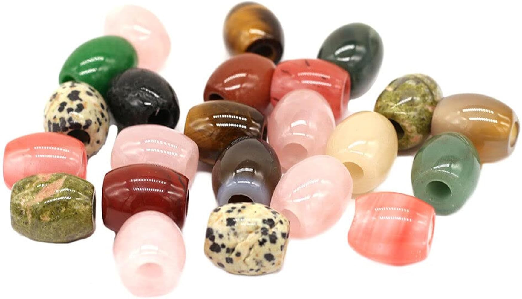 Generic Natural Semi-Precious Stones Big Hole Beads Loose Spacer Beads for Jewelry Making Necklac... | Amazon (US)
