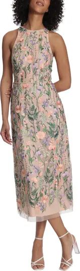 Maggy London Embroidered Floral Halter Neck Dress | Nordstrom | Nordstrom