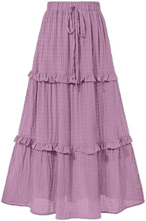 BTFBM Casual Solid Maxi Skirt Fall Clothes Flared A-Line Skirts for Women | Amazon (US)