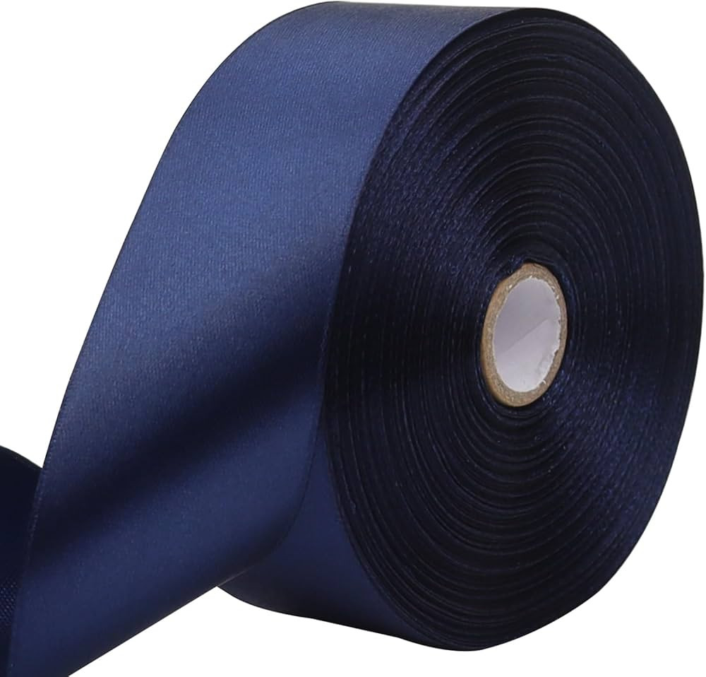 Deep Blue Solid Satin Ribbon 1-1/2 Inch 50 Yards Solid Polyester Fabric Ribbon for Gift Wrapping ... | Amazon (US)