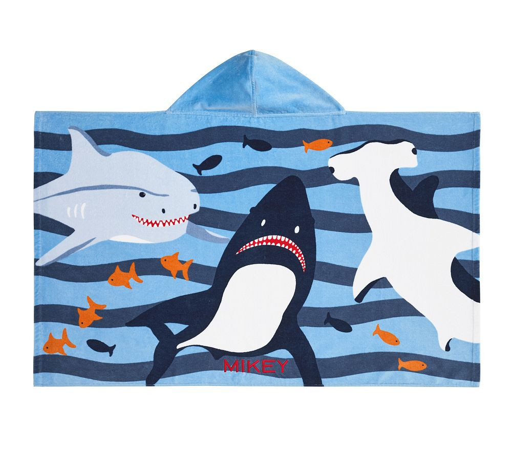 Shark Bite Kid Beach Hooded Towel , Kid Towel , Multi | Pottery Barn Kids