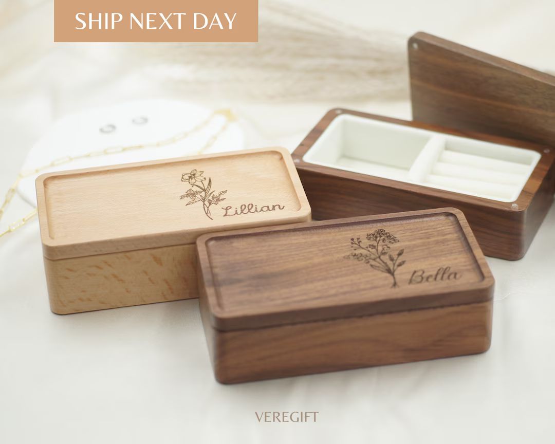 Jewelry Box Personalized Wood Jewelry Box Portable Travel - Etsy | Etsy (US)