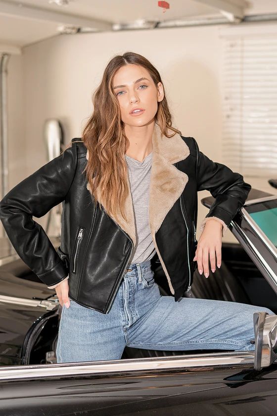 Ellie Rosa Black Vegan Leather Moto Jacket | Lulus (US)