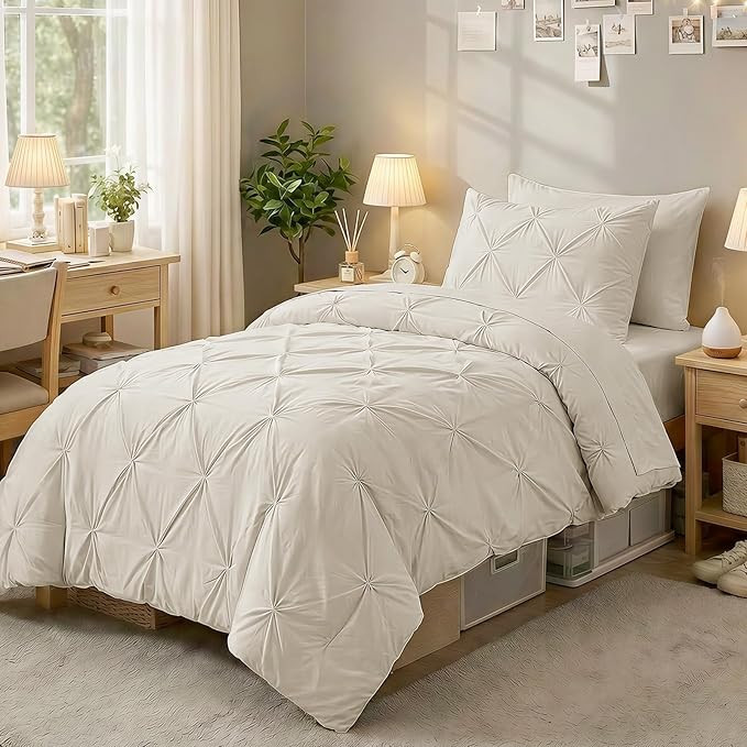 Sasttie Twin Comforter Set, 5-Piece Bed in a Bag, Pintuck Bedding Sets for All Season, Includes C... | Amazon (US)