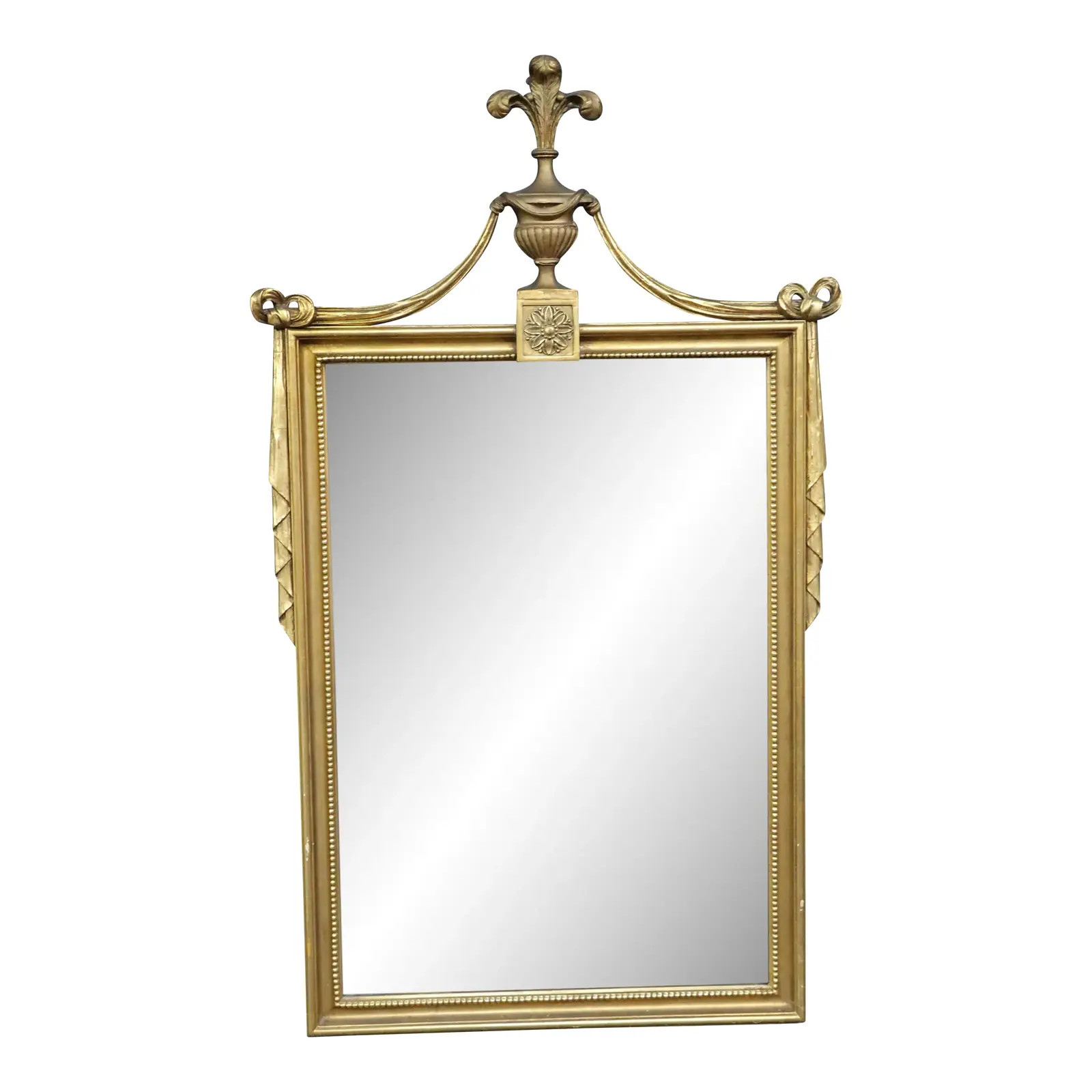 Giltwood Plume & Ribbon Mirror | Chairish