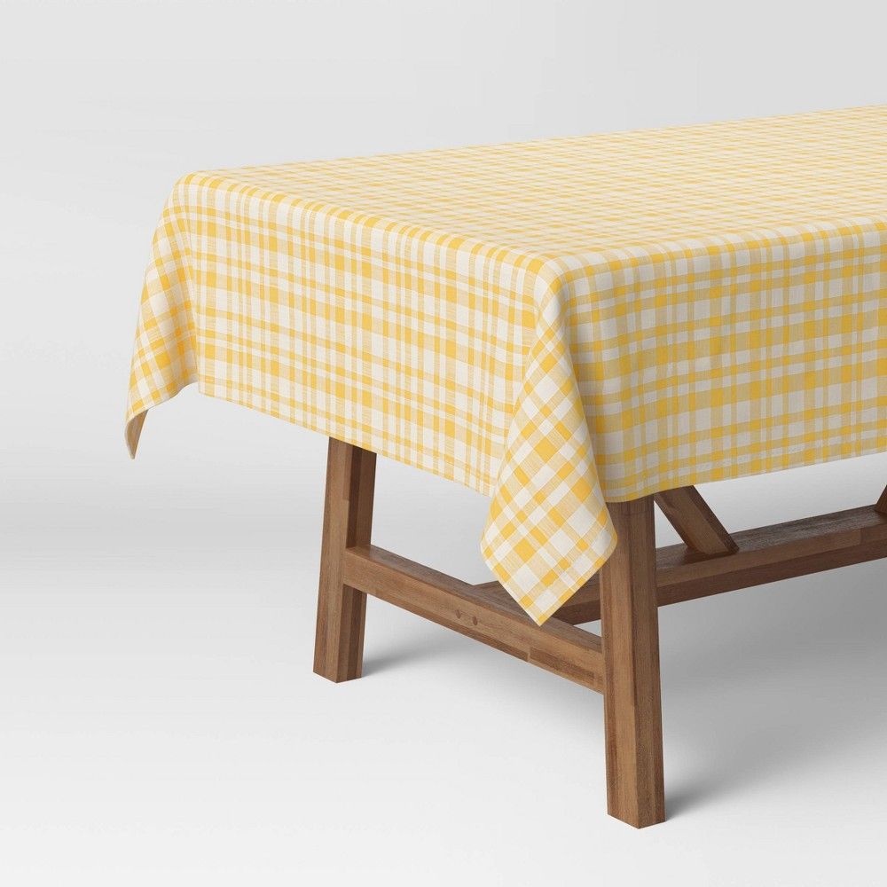 120"" x 60"" Cotton Gingham Tablecloth Yellow - Threshold | Target