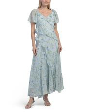 floral chiffon ruffled maxi dress | TJ Maxx
