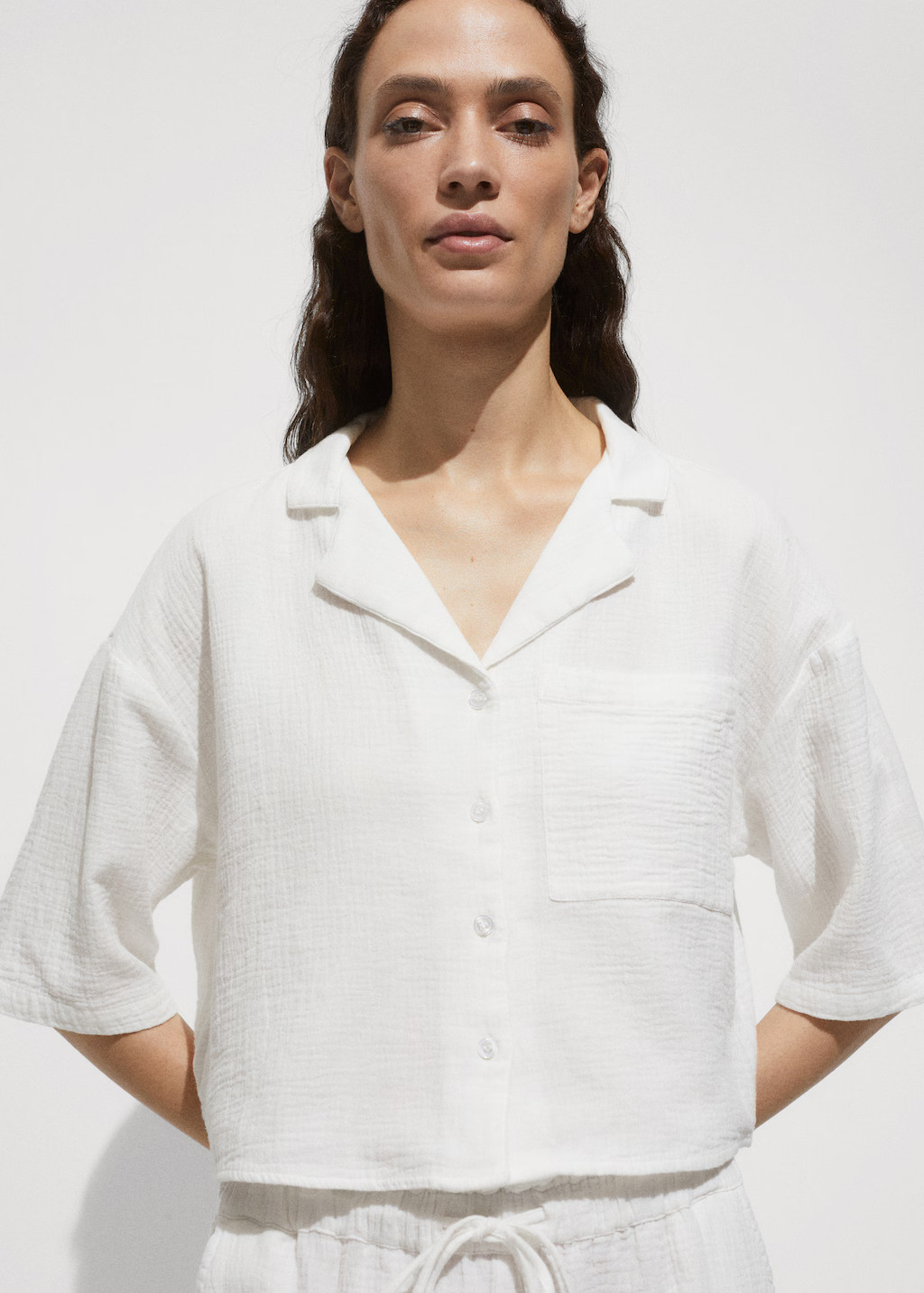 Short sleeved cotton shirt | MANGO (US)