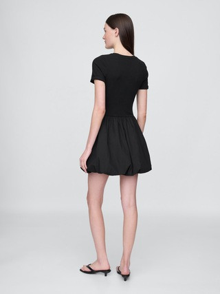 Modern Mixed Media Bubble Mini Dress | Gap (US)