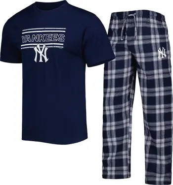CONCEPTS SPORT Men's Concepts Sport Navy/Gray New York Yankees Badge T-Shirt & Pants Sleep Set | ... | Nordstrom
